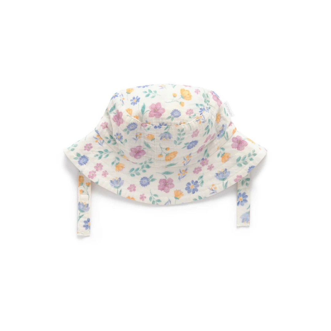 Purebaby Sofia Print Floral Reversible Bucket Hat Organic