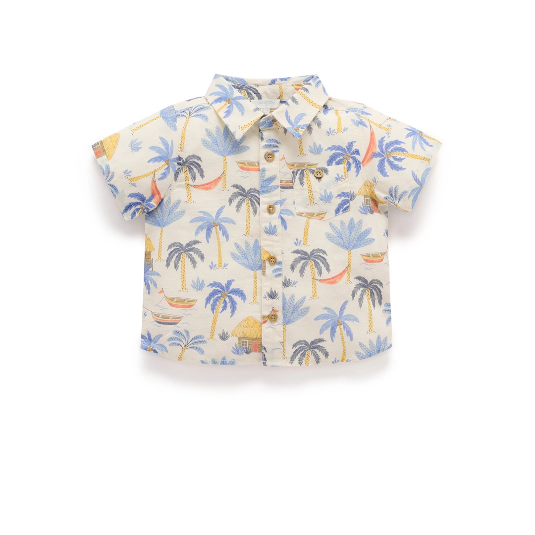Purebaby Palm Tree Print Linen Blend Shirt Organic