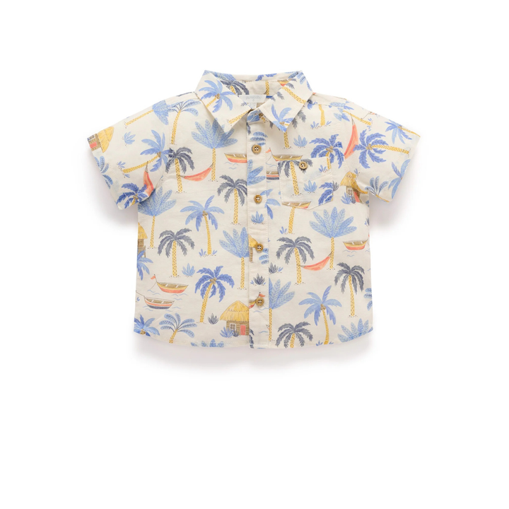 Purebaby Palm Tree Print Linen Blend Shirt Organic