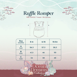 Koobicles Tencel Ocean Dreams In Ivory Pearl Ruffle Romper