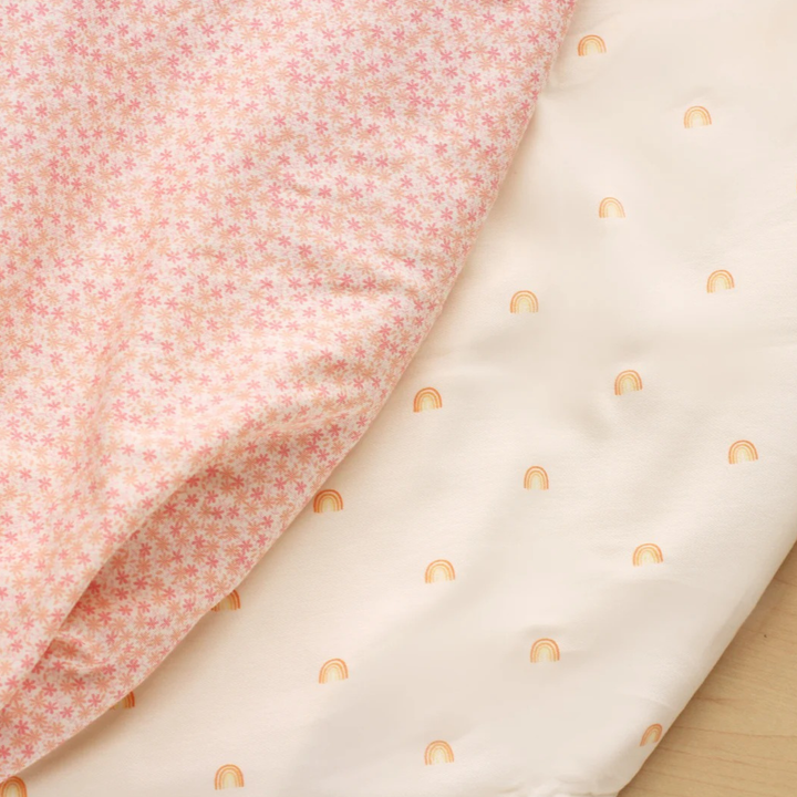 Twinkle Planet Organic Cotton Interlock Swaddle Blanket (Bundle of 2) Sunshine Rainbow & Toy Car