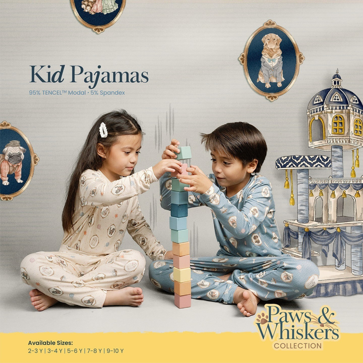 Koobicles Tencel Paws And Whiskers In Meow Kid Pajamas