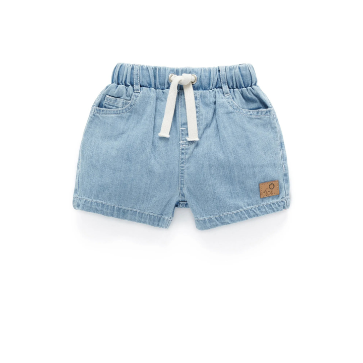 Purebaby Faded Denim Print Pull On Denim Short Organic