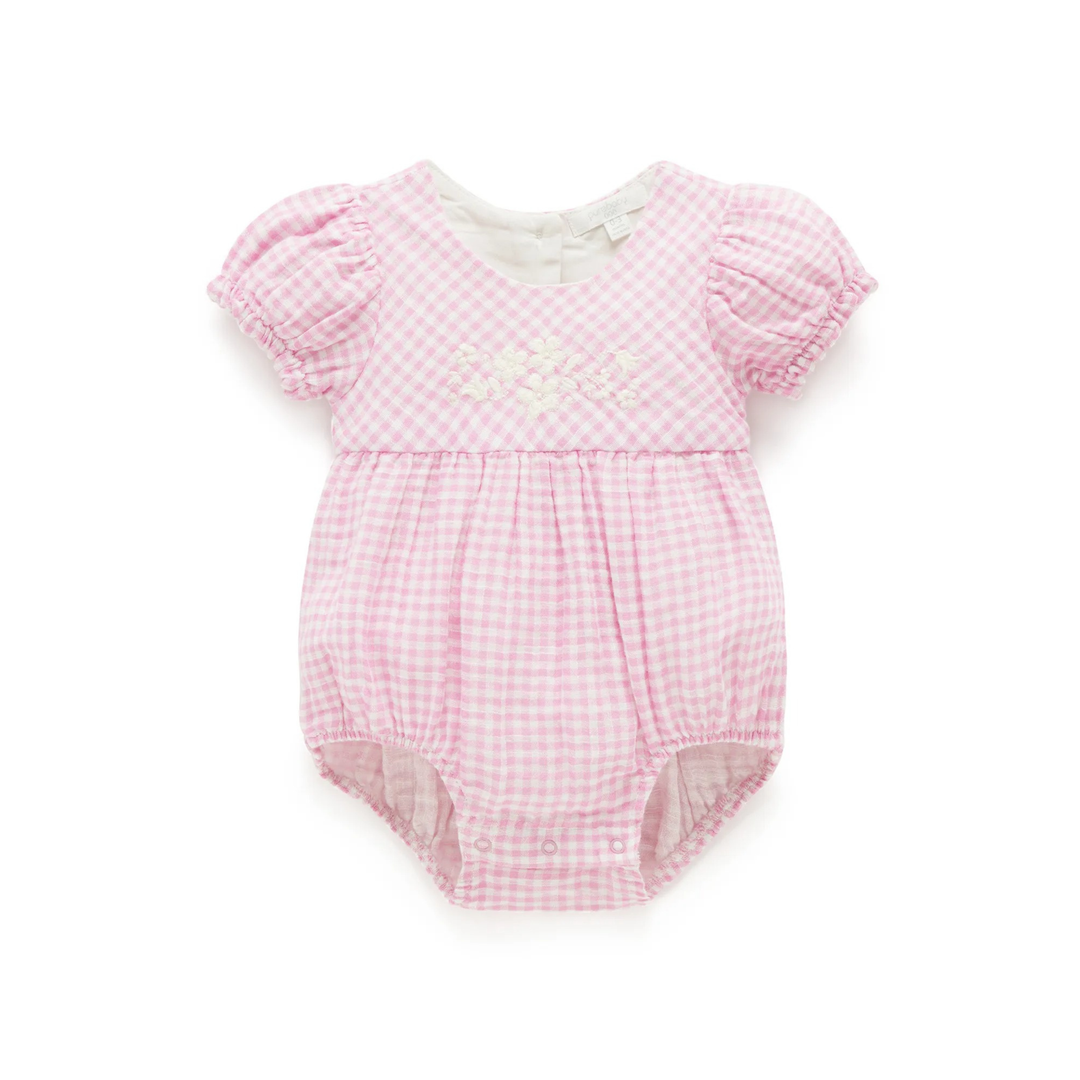 Purebaby Organic Romper - Passion Fruit Gingham
