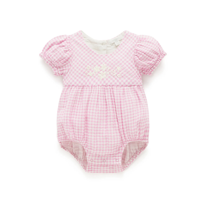 Purebaby Organic Romper - Passion Fruit Gingham