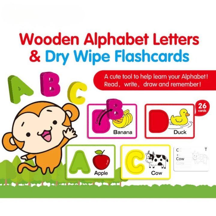 ELM KeyBaby Wooden Alphabet Letters & Dry Wipe Flashcards