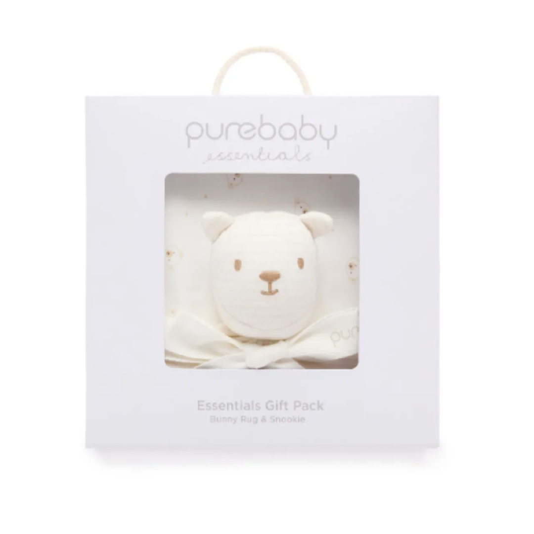 Purebaby Vanilla Bear Bunny Rug & Snookie Pack Organic
