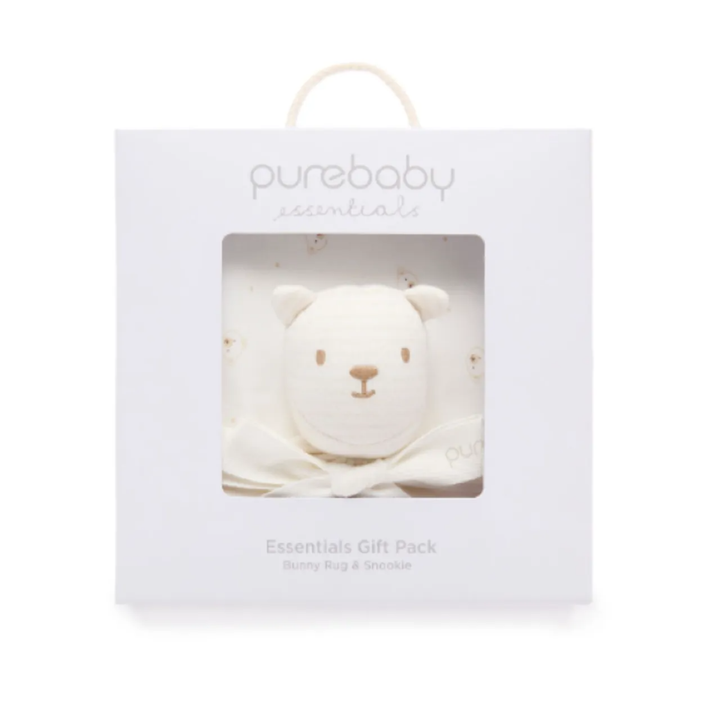 Purebaby Vanilla Bear Bunny Rug & Snookie Pack Organic