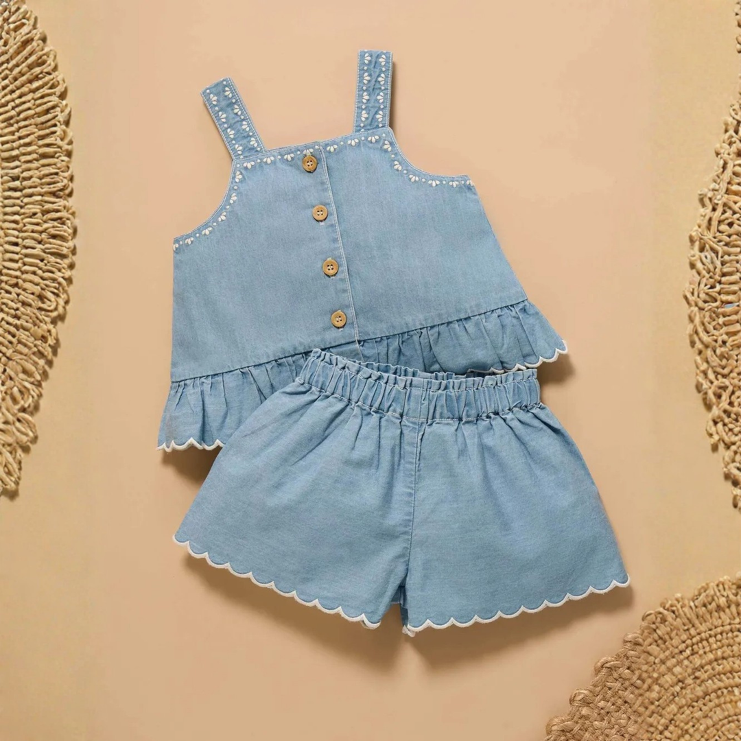Purebaby Faded Denim Chambray Set Organic