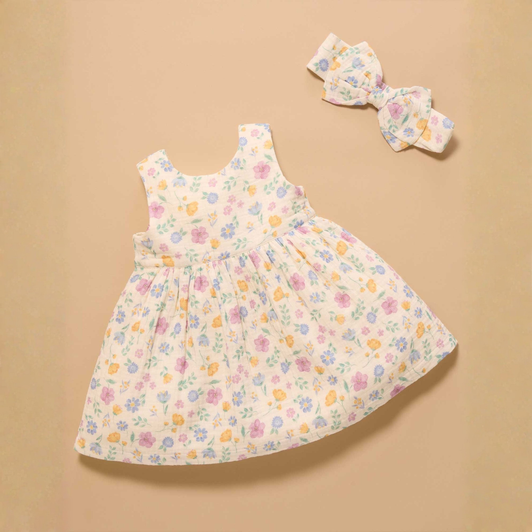 Purebaby Sofia Print Bow Dress Organic