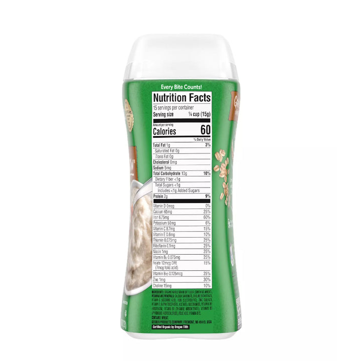 Gerber 1st Foods Organic Oatmeal Single Grain Cereal 227g