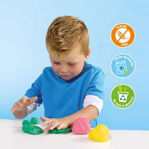 Child modelling with SES Creative eco dough and wooden tools