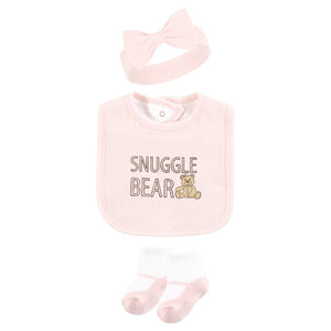 Hudson Baby Cotton Layette Gift Set 6 Pieces Pink Teddy Bears