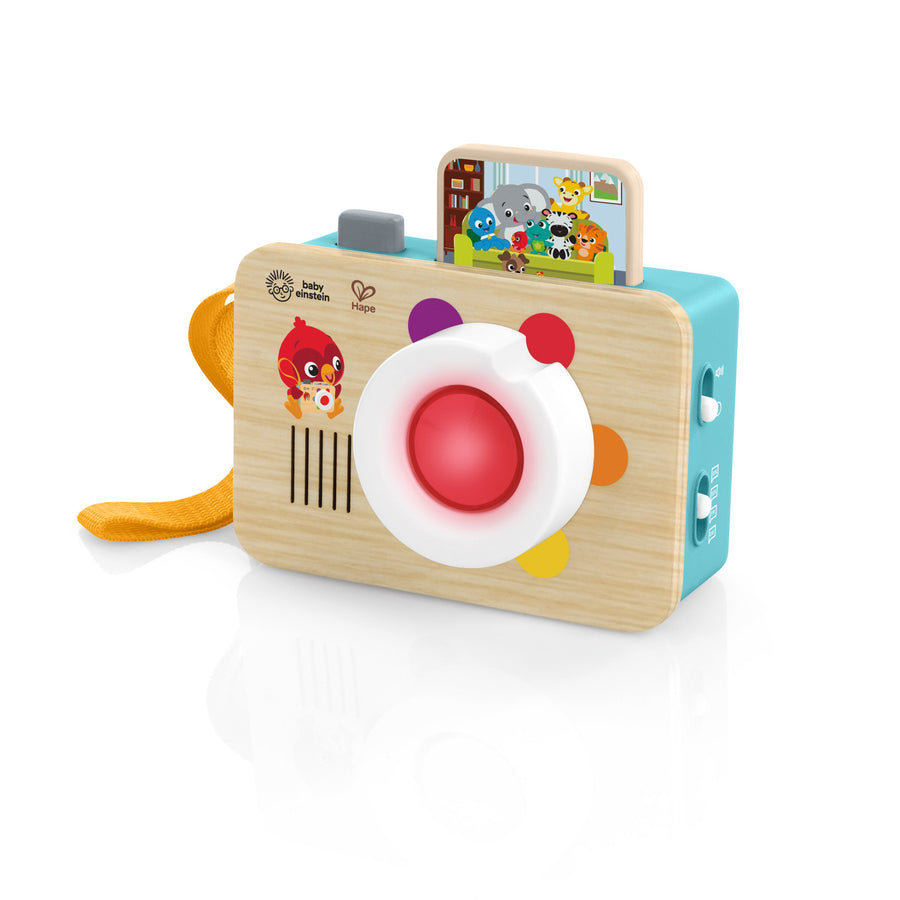 Baby Einstein + Hape Learning Lens Toy Camera 17010-000 - wooden toy camera with glowing lens and pop-up photo
