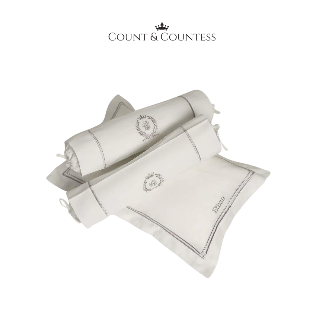 Count & Countess Egyptian Cotton Baby Pillow & Bolsters Set - Platinum White