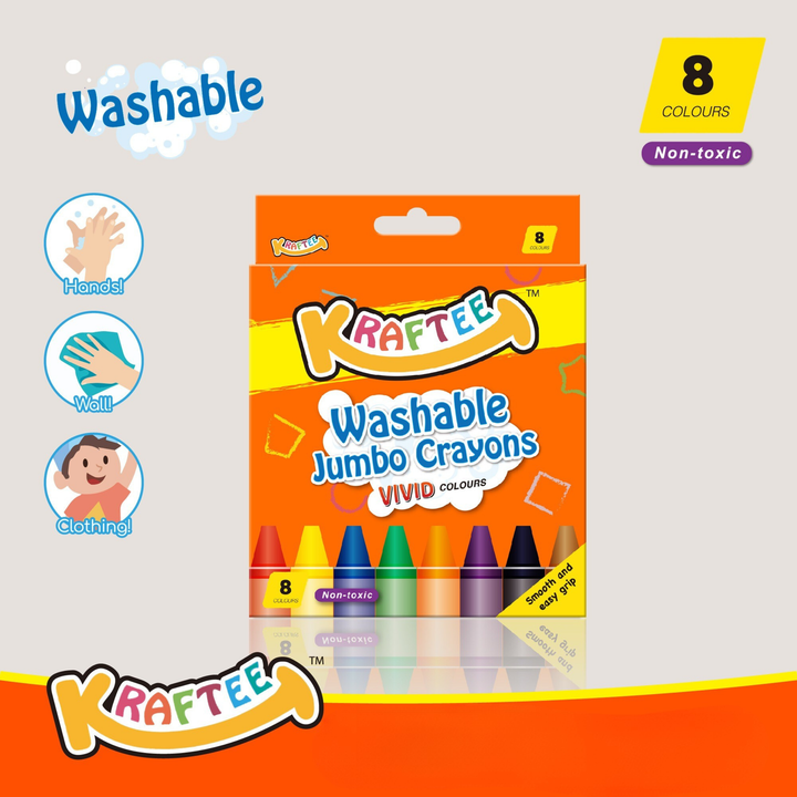 Kraftee Washable Jumbo Crayons 8ct