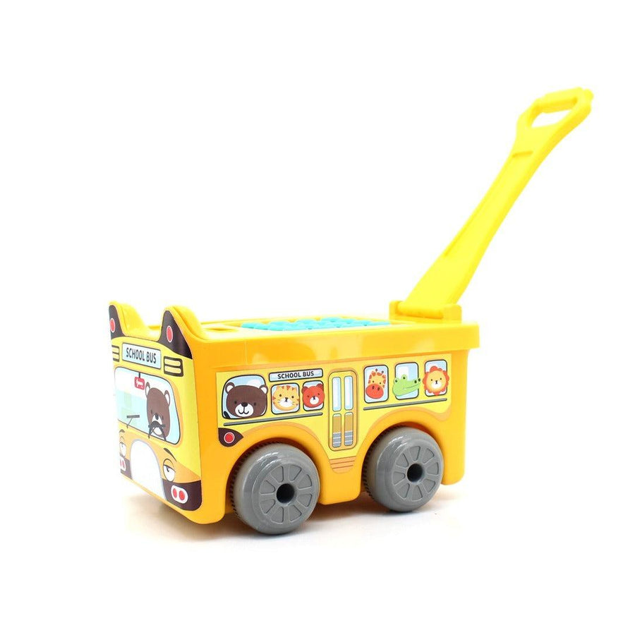 Sunta Blocks 9962SB yellow school bus block container with pull-and-push trolley handle