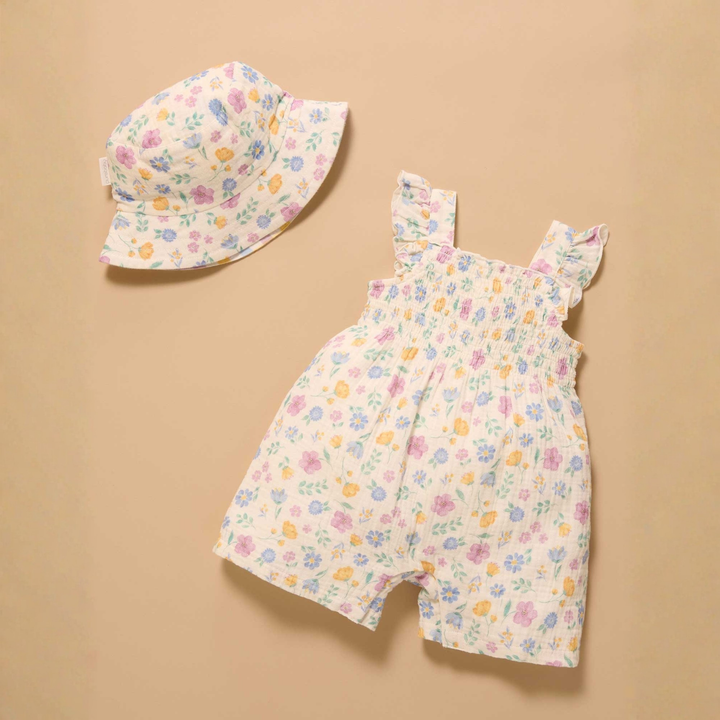 Purebaby Sofia Print Floral Reversible Bucket Hat Organic