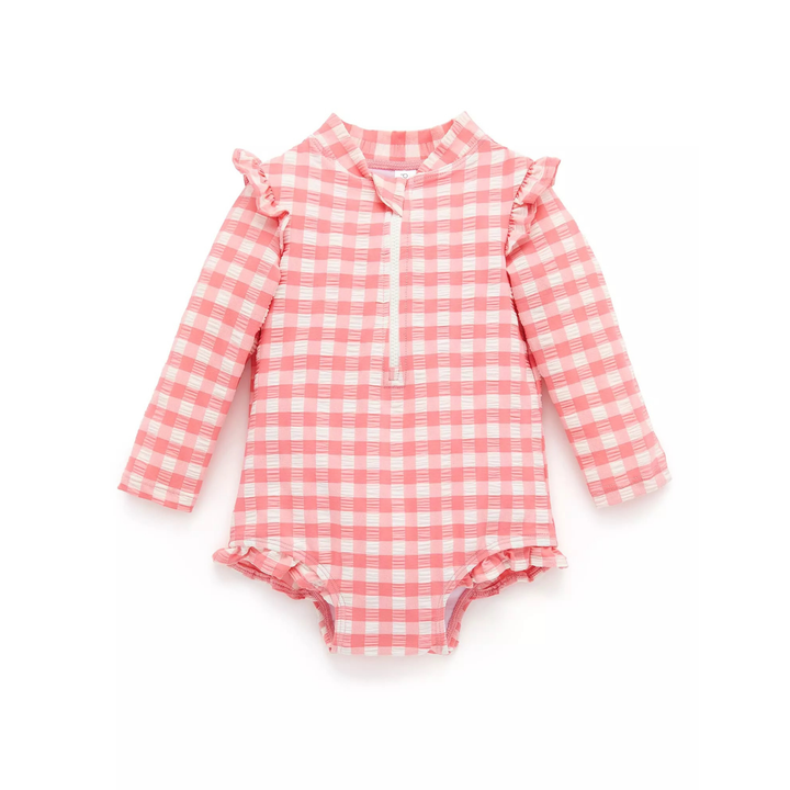 Purebaby Organic Printed Frilly Long Sleeve Swimsuit