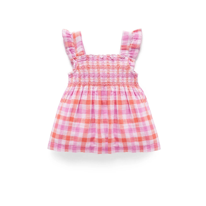 Purebaby Organic Kids Freesia Gingham Smocked Top
