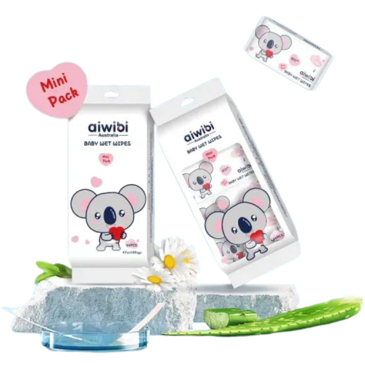 Aiwibi Baby Travel Mini Water Wipes (64's x 1Pack)