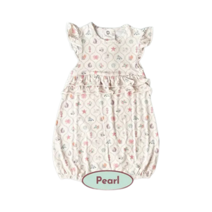 Koobicles Tencel Ocean Dreams In Ivory Pearl Ruffle Romper