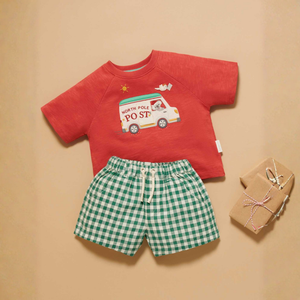 Purebaby Christmas Red Print Christmas Postal Van OS Tee Organic