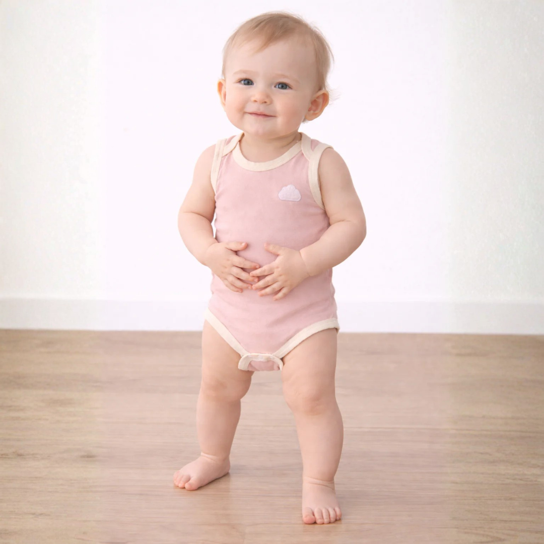 Twinkle Planet Organic Cotton Cloud Touch Sleeveless Bodysuit - Peach Pink