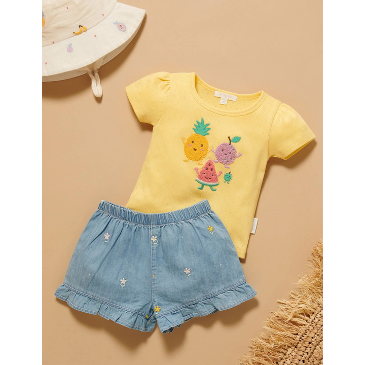 Purebaby Nachos Print Pointelle Tee Organic