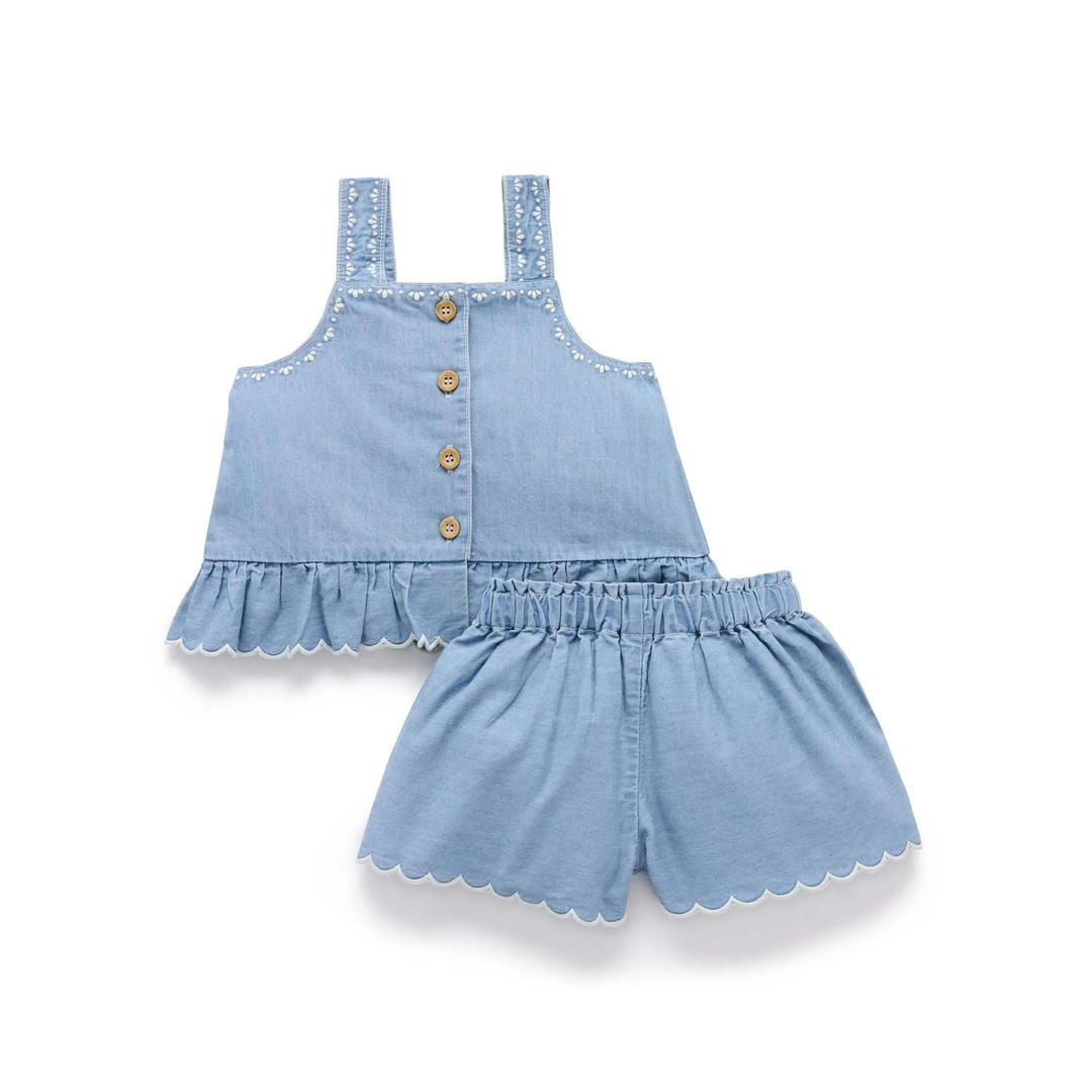 Purebaby Faded Denim Chambray Set Organic