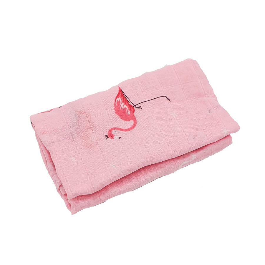 Akarana Baby bamboo muslin swaddle blanket, Pinky Flamingo