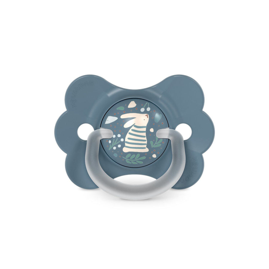 Suavinex Wonderland Butterfly SX Pro soother 6-18 months in deep blue with rabbit motif