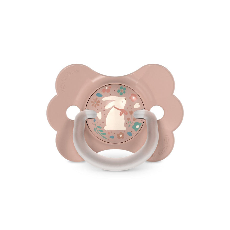 Suavinex Wonderland Butterfly SX Pro soother 6-18 months in dusty pink with rabbit motif