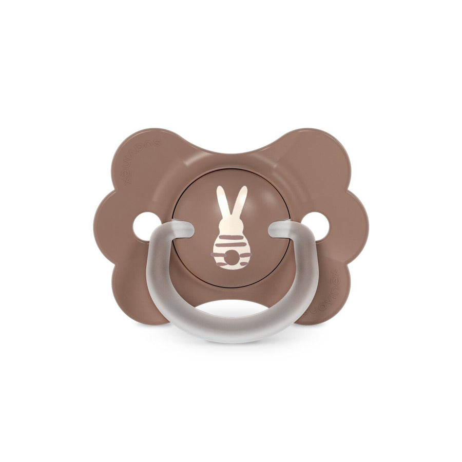 Suavinex Wonderland Butterfly SX Pro soother 6-18 months in neutral brown with rabbit motif