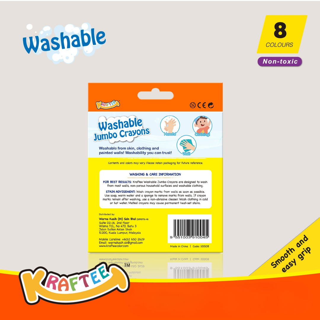Kraftee Washable Jumbo Crayons 8ct