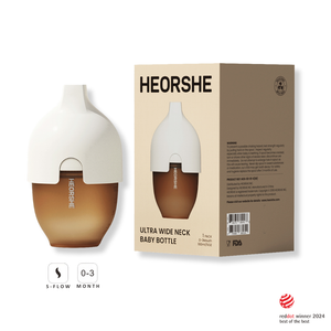 HEORSHE Ultra Wide Neck Baby Bottle 5 oz white with retail packaging