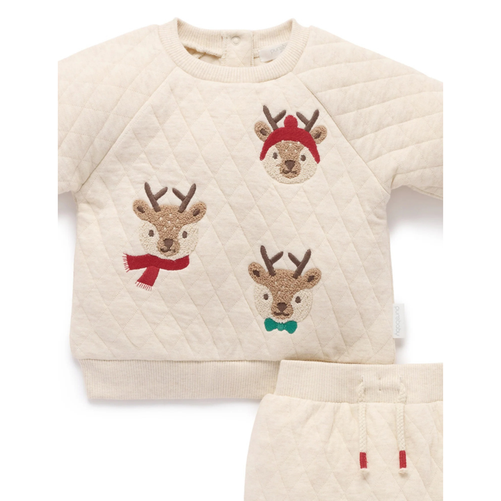 Purebaby Wheat Melange Print Quilted Track Set Organic