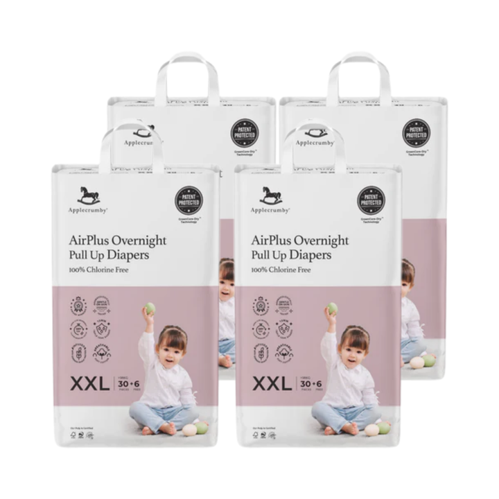Applecrumby® AirPlus Overnight Pull Up Diapers (4 Mega Packs / 1 Carton)
