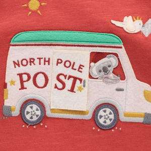 Purebaby Christmas Red Print Christmas Postal Van OS Tee Organic