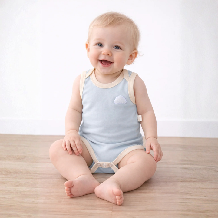 Twinkle Planet Organic Cotton Cloud Touch Sleeveless Bodysuit - Blue