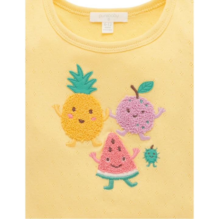 Purebaby Nachos Print Pointelle Tee Organic
