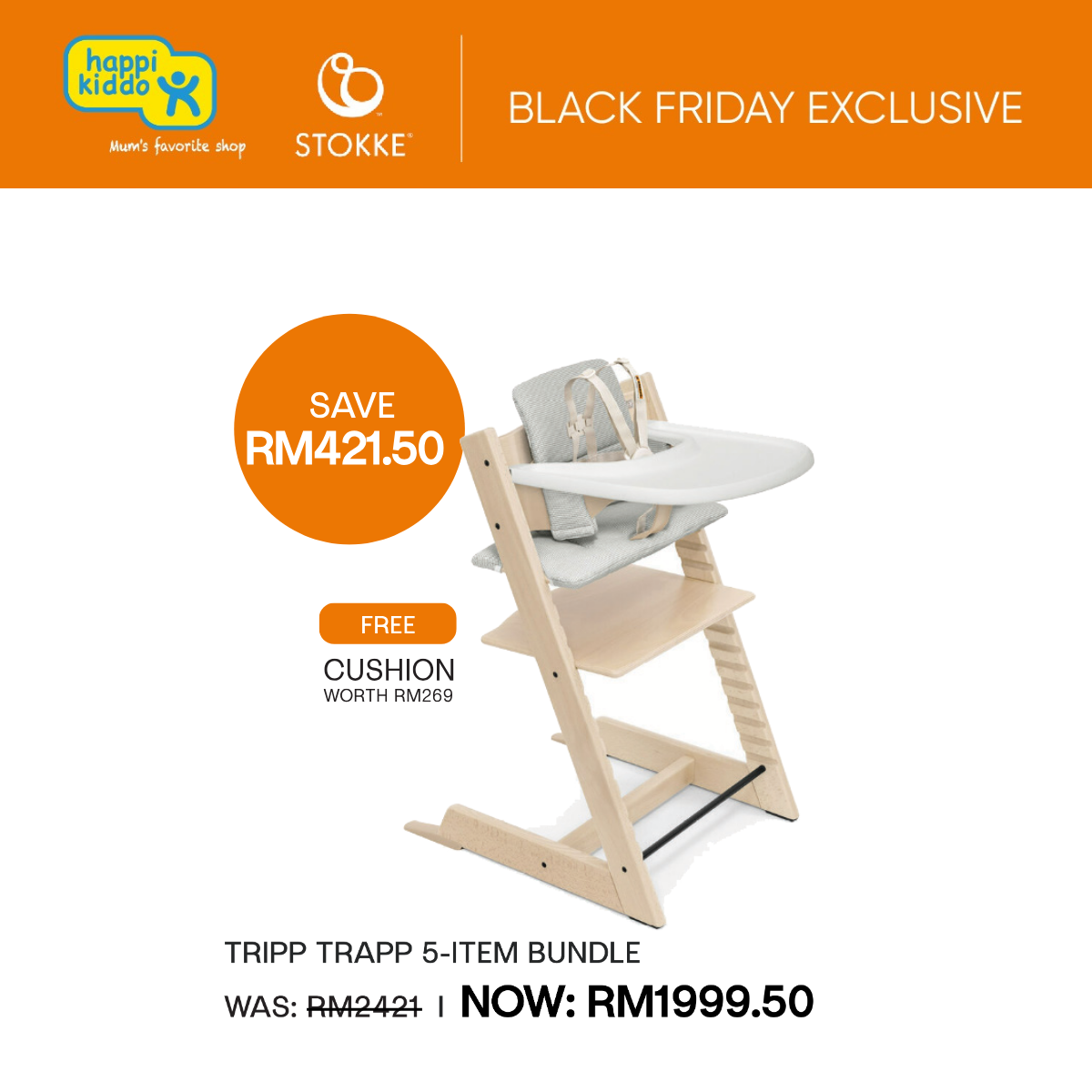 Stokke Tripp Trapp High Chair 5 Items Bundle