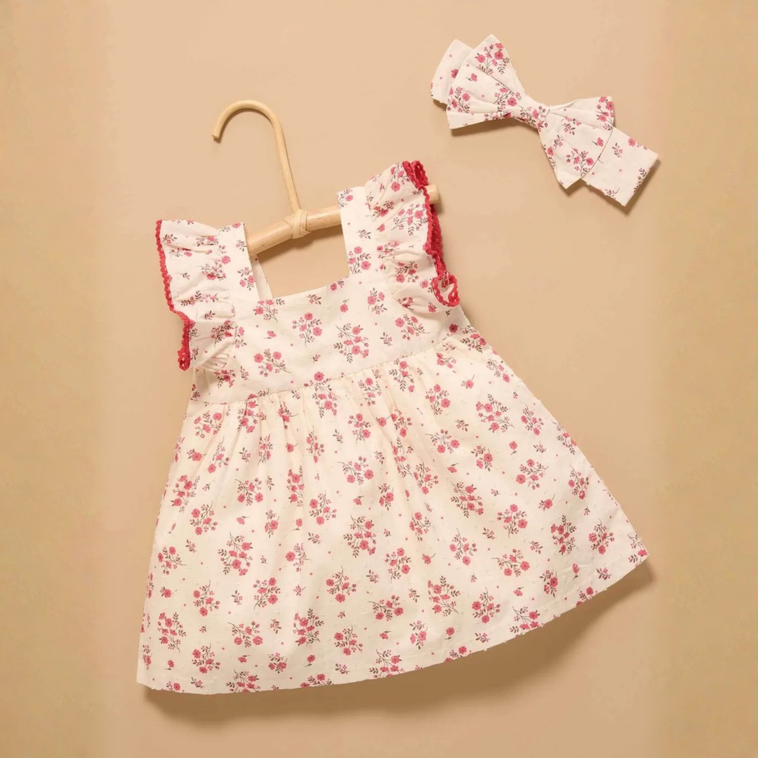 Purebaby Petite Floral Print Festive Bow Headband Organic