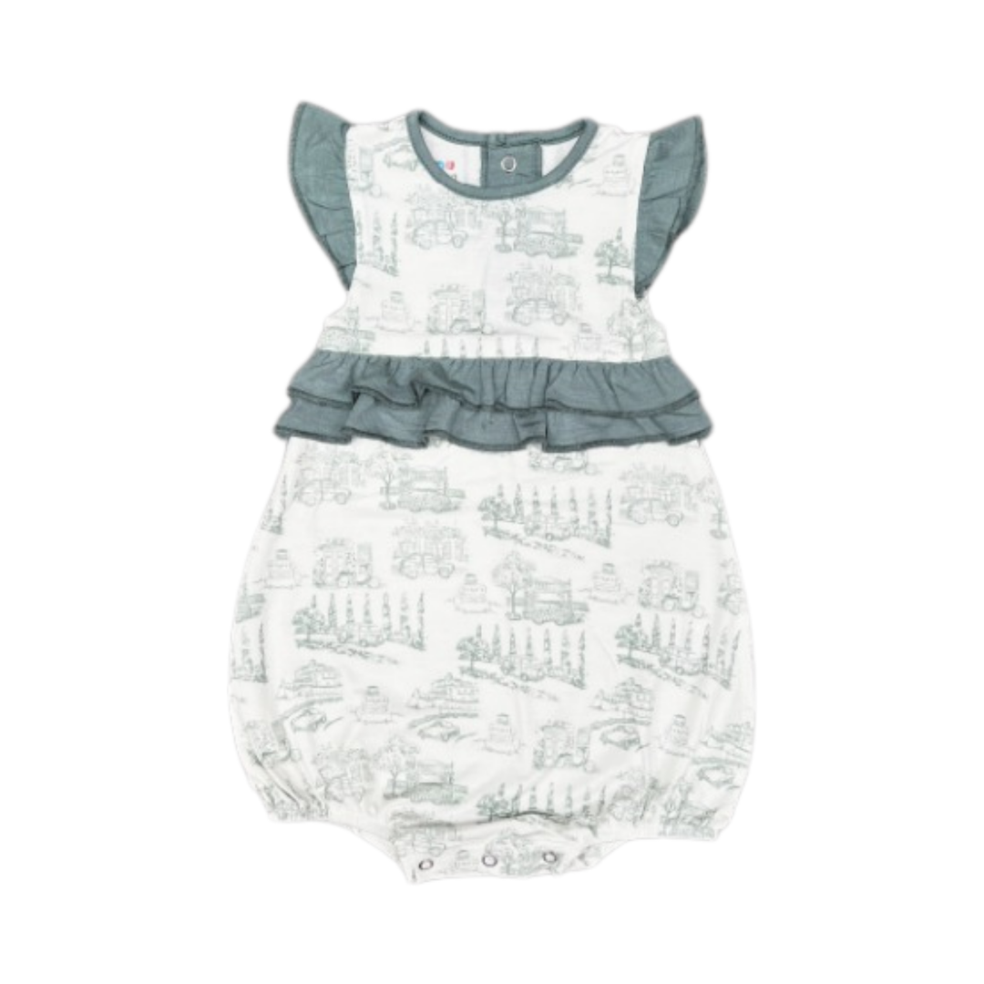 Koobicles Ruffle Romper TENCEL™ "Road Trip" in Eco Mode