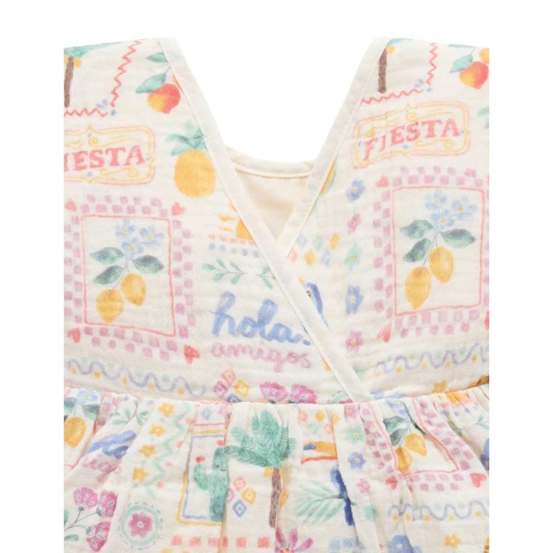 Purebaby Postcard Print Postcard Dress Organic