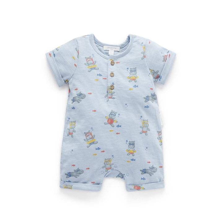 Purebaby Hippo Henley Growsuit