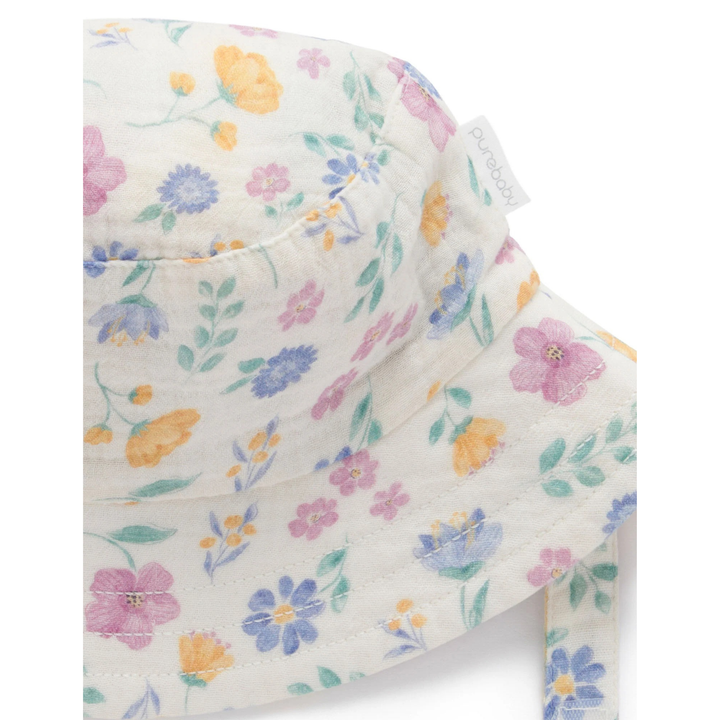 Purebaby Sofia Print Floral Reversible Bucket Hat Organic
