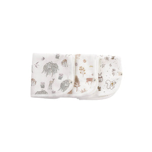 Three Kays+Kins Whispering Woods print bamboo washcloths