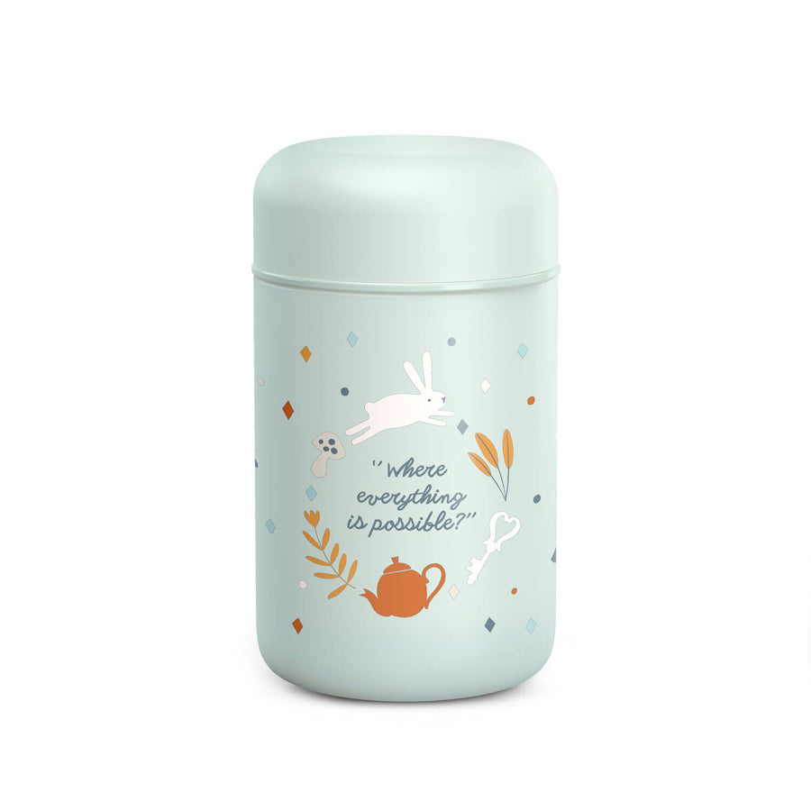 Suavinex Wonderland 400ml stainless steel food jar in blue turquoise