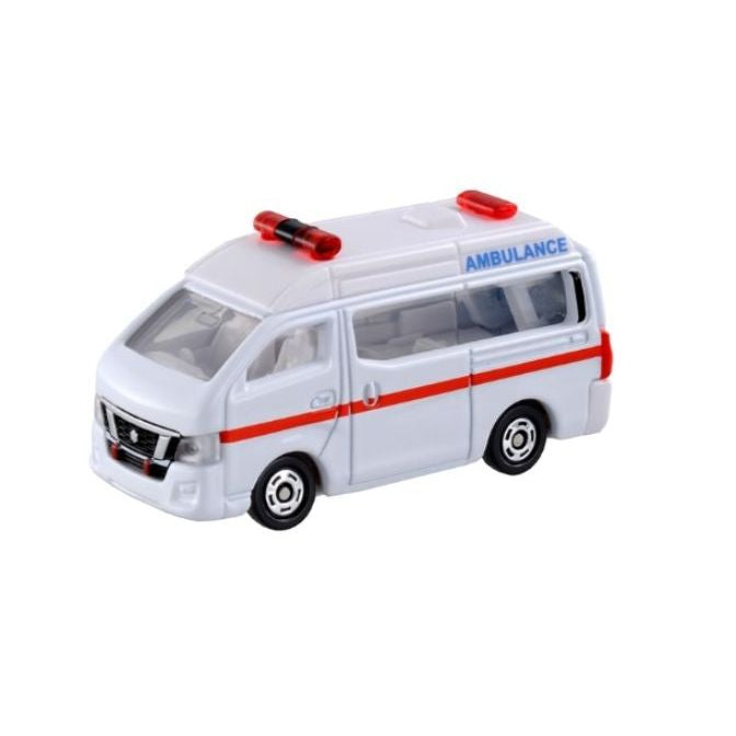 Tomica No.18 Nissan NV350 Caravan Ambulance die-cast model